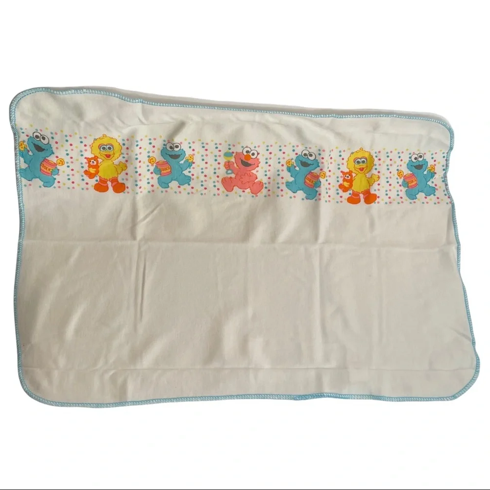 SESAME STREET Bib Burp Cloth Wash Cloth Rattle Utensils Cookie Monster 6 Pc Set